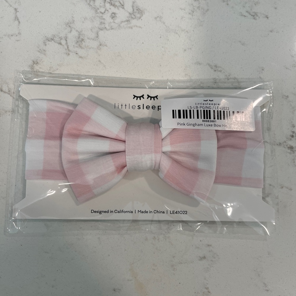 Little Sleepies pink gingham bow